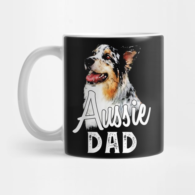 Mens Australian Shepherd Vintage Art Aussie Dad by marcrosendahle